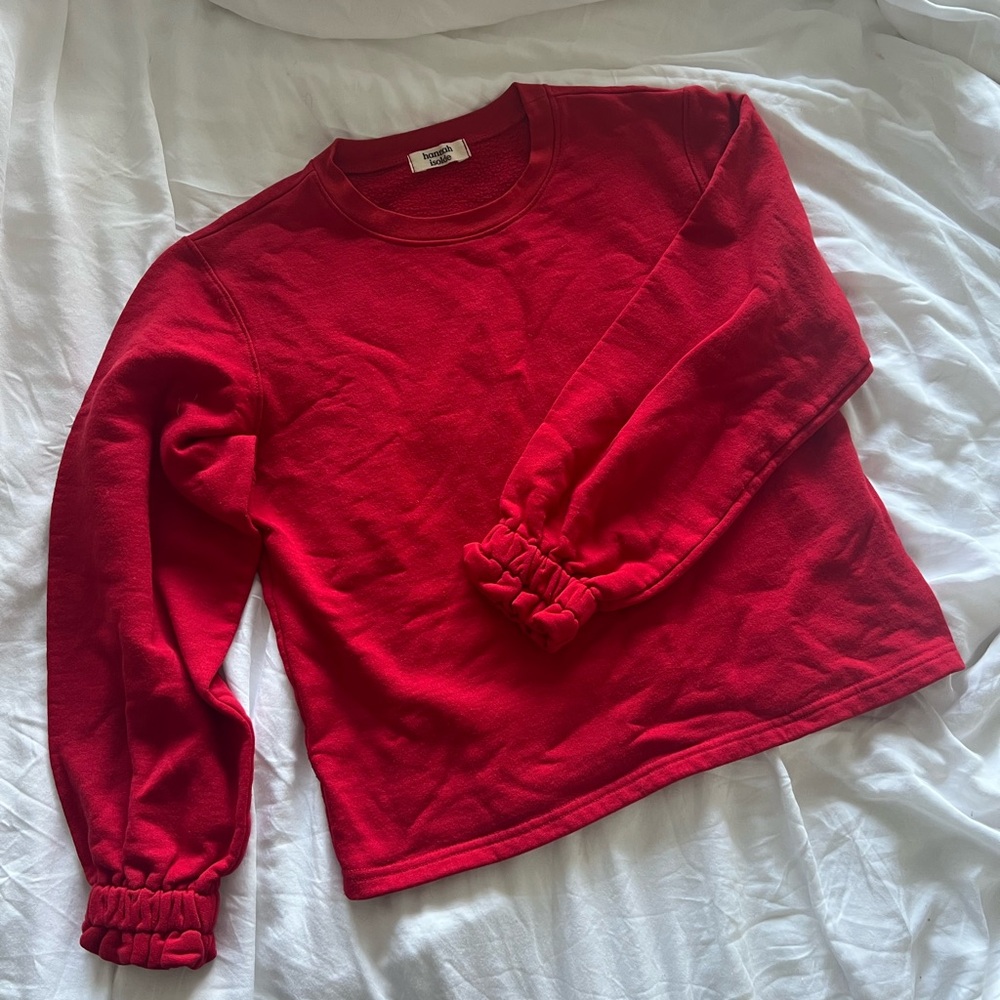 Red Ruffle Sleeve Sweater